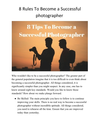 8 Rules To Become a Successful photographer