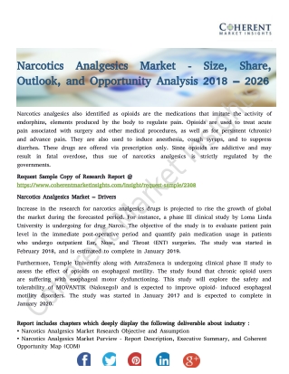 Narcotics Analgesics Market - Size, Share, Outlook, and Opportunity Analysis 2018 – 2026