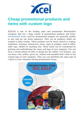 Cheap promotional products and items with custom logo