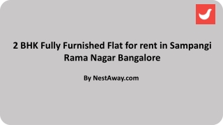 2 BHK Fully Furnished Flat for rent in Sampangi Rama Nagar Bangalore