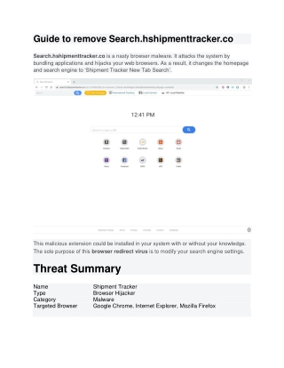 Search.hshipmenttracker.co – The malicious browser redirect virus