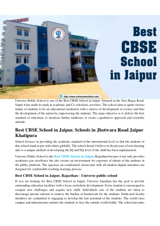 Best CBSE School in jaipur- Universe Sansthan