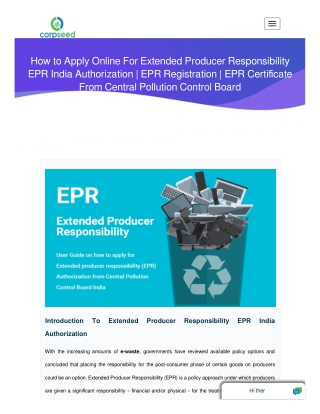 How to Apply Online for Extended Producer Responsibility EPR India Authorization