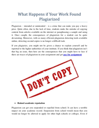 What Happens if Your Work Found Plagiarized?