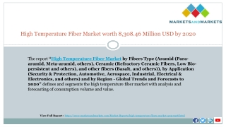 High Temperature Fiber Market worth 8,308.46 Million USD by 2020