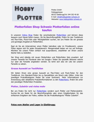 Plotterfolien Shop Schweiz Plotterfolien online kaufen