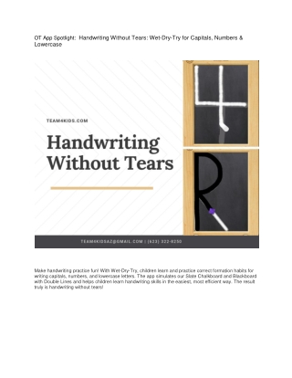 OT App Spotlight | Handwriting Without Tears