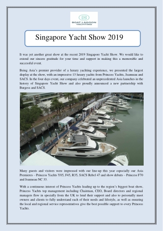 Singapore Yacht Show 2019