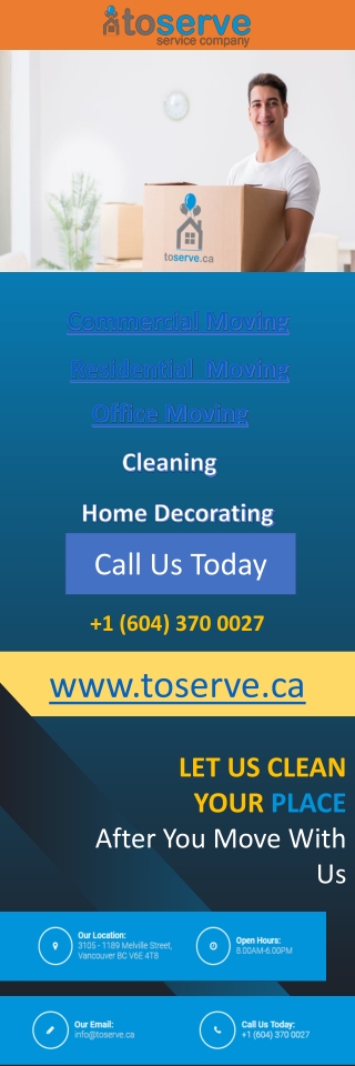 Best Moving Service in Canada - www.toserve.ca