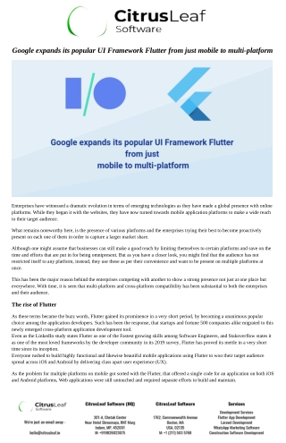 Google expands its popular UI Framework Flutter from just mobile to multi-platform