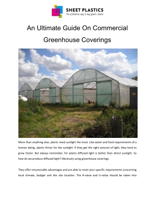An Ultimate Guide On Commercial Greenhouse Coverings