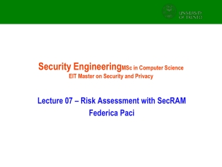 Security Engineering MSc in Computer Science EIT Master on Security and Privacy