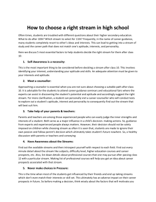 How to choose a right stream in high school