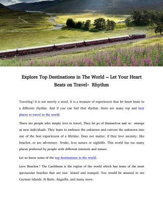 Explore Top Destinations in The World – Let Your Heart Beats on Travel-Rhythm