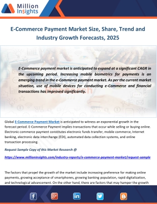 E-Commerce Payment Market Size, Share, Trend and Industry Growth Forecasts, 2025