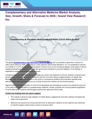 Complementary and Alternative Medicine Market Size, Growth | Industry Report, 2026