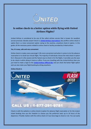 Is online check-in a better option while flying with United Airlines Flights