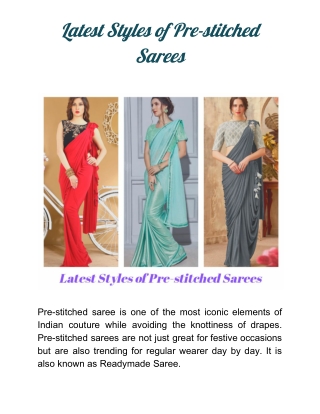 Latest Styles of Pre-stitched Sarees