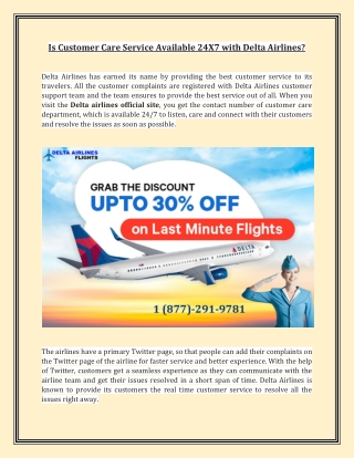 Is Customer Care Service Available 24X7 with Delta Airlines?