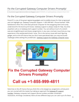 Fix the Corrupted Gateway Computer Drivers Promptly!