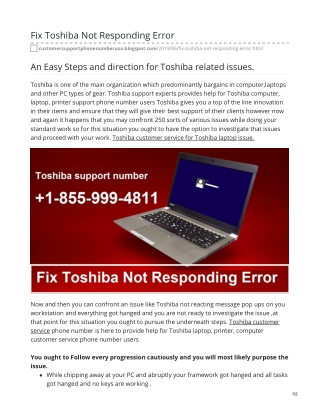 Fix Toshiba Not Responding Error