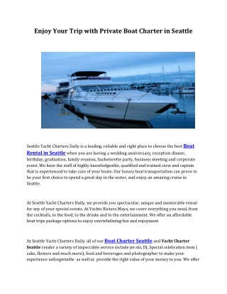 Seattle Yacht Rental