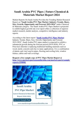 Saudi Arabia PVC Pipes | Future Market Report 2024