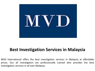 Best Investigation Services in Malaysia