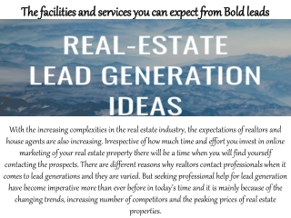 The facilities and services you can expect from Bold leads