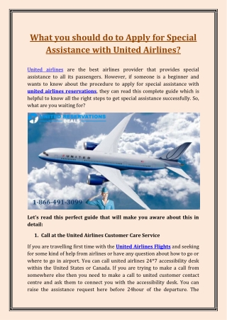 What you should do to Apply for Special Assistance with United Airlines?