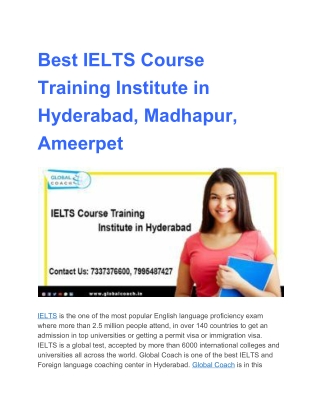 Top and Best IELTS Training Course in Hyderabad, Ameerpet Madhapur