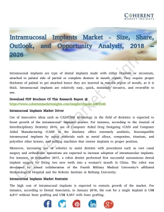 Intramucosal Implants Market - Size, Trends, Outlook, and Opportunity Analysis, 2018 – 2026