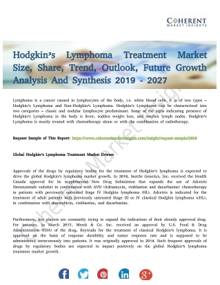 Hodgkin’s Lymphoma Treatment Market to Record Stellar Growth by 2027