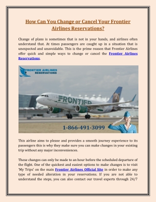 Frontier Airlines - How Can You Change or Cancel Your Frontier Airlines Reservations?