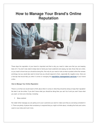 How to Manage Your Brand's Online Reputation