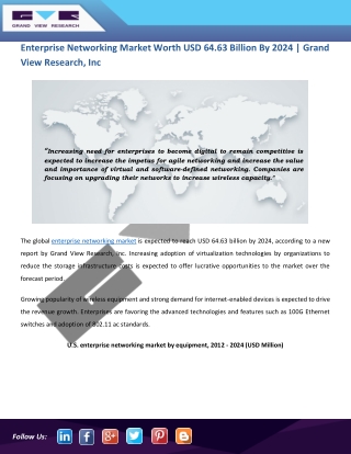 Enterprise Networking Market Anticipated to Achieve Lucrative Growth by 2024