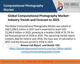 Global Computational Photography Market– Industry Trends and Forecast to 2025