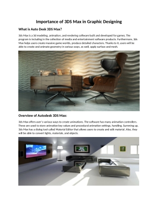 Importance of 3DS Max in Graphic Designing