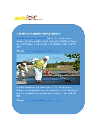 Find the Best Asphalt Paving Services