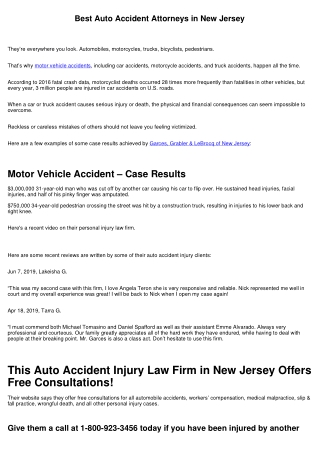 Garces, Grabler & LeBrocq Personal Injury Law Firm in New Jersey