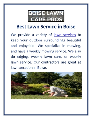 Best Lawn Service in Boise