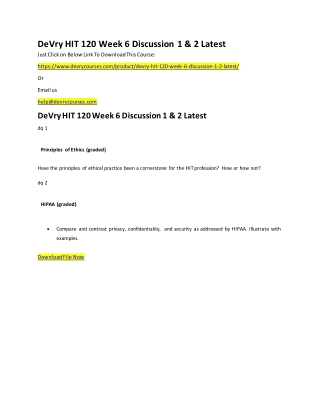 DeVry HIT 120 Week 6 Discussion 1 & 2 Latest