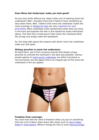 Does Mens Hot Underwear make you look good?