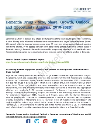 Dementia Drugs Market Foreseen to Grow Exponentially over 2026