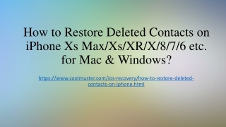 How to Restore Deleted Contacts on iPhone Xs Max/Xs/XR/X/8/7/6 etc. for Mac & Windows?