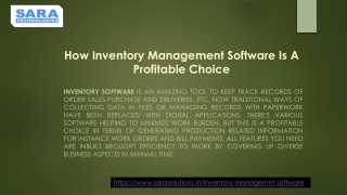 How Inventory Management Software Is A Profitable Choice : Sara Technologies