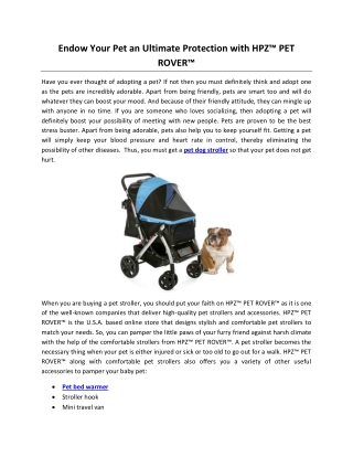 Endow Your Pet an Ultimate Protection with HPZ™ PET ROVER™