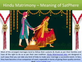 Hindu Matrimony – Meaning of SatPhere