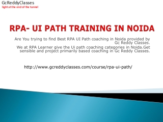 RPA- UI PATH TRAINING IN NOIDA- Gc Reddy Classes