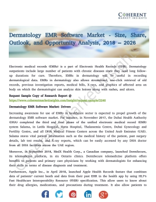 Dermatology EMR Software Market - Size, Share, Outlook, and Opportunity Analysis, 2018 – 2026